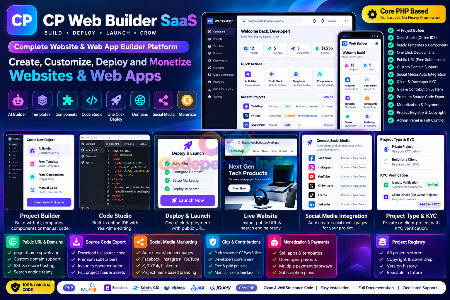 CP Web Builder SaaS – Complete Website & Web Application Builder Platform